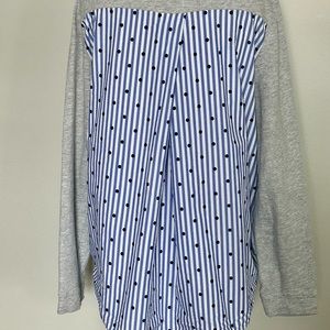 TALBOTS CREWNECK STRIPE AND DOT BACK DETAIL SHIRT